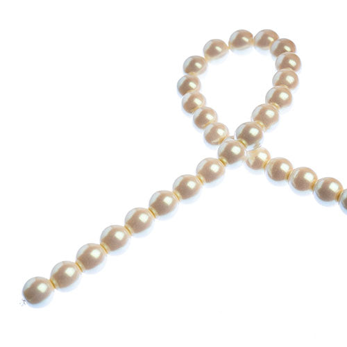 Glass Pearls - 6mm - Round - Iridescent Light Cream (Strand 30)