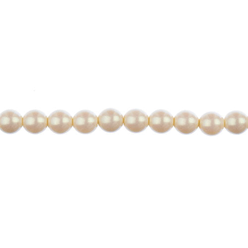 Glass Pearls - 6mm - Round - Iridescent Light Cream (Strand 30)