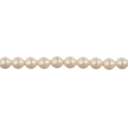Glass Pearls - 6mm - Round - Iridescent Light Cream (Strand 30)