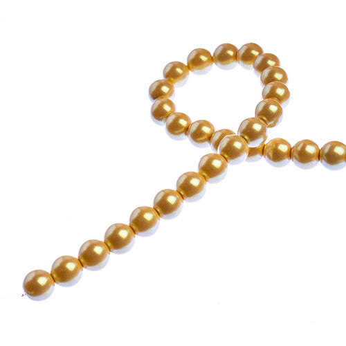 Glass Pearls - 6mm - Round - Iridescent Dark Cream (Strand 30)