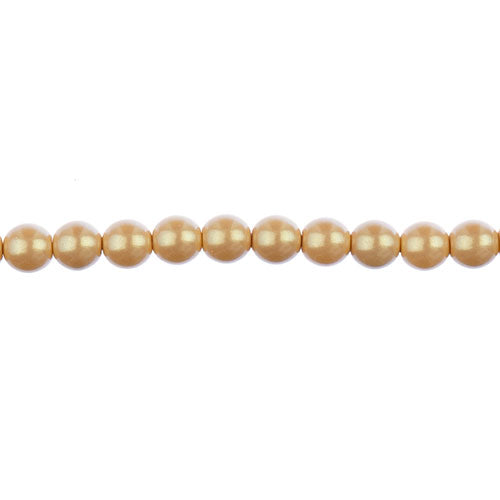 Glass Pearls - 6mm - Round - Iridescent Dark Cream (Strand 30)
