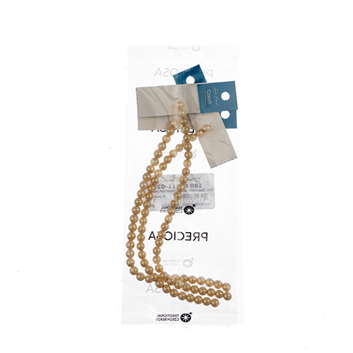 Glass Pearls - 6mm - Round - Iridescent Dark Cream (Strand 30)