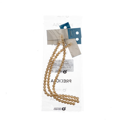 Glass Pearls - 6mm - Round - Iridescent Dark Cream (Strand 30)