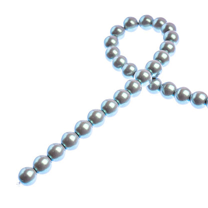 Glass Pearls - 6mm - Round - Iridescent Grey (Strand 30)