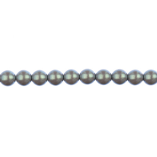Glass Pearls - 6mm - Round - Iridescent Grey (Strand 30)