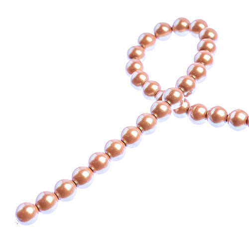 Glass Pearls - 6mm - Round - Iridescent Powder Pink (Strand 30)