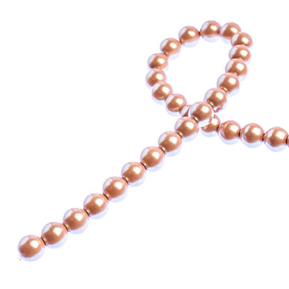 Glass Pearls - 6mm - Round - Iridescent Powder Pink (Strand 30)