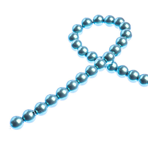 Glass Pearls - 6mm - Round - Iridescent Blue Grey (Strand 30)