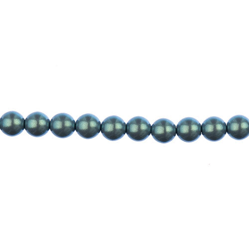 Glass Pearls - 6mm - Round - Iridescent Blue Grey (Strand 30)