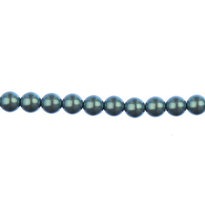 Glass Pearls - 6mm - Round - Iridescent Blue Grey (Strand 30)