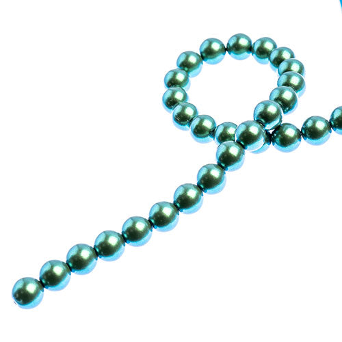 Glass Pearls - 6mm - Round - Iridescent Green (Strand 30)