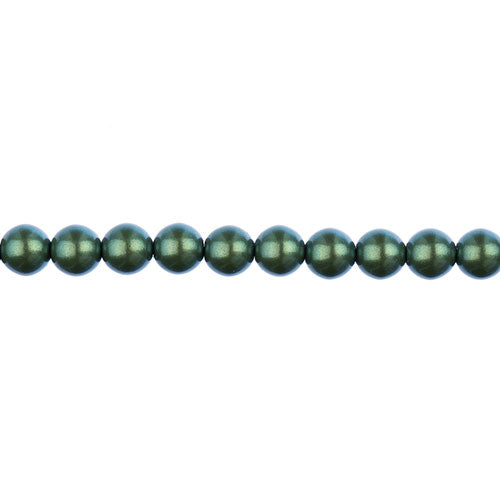Glass Pearls - 6mm - Round - Iridescent Green (Strand 30)