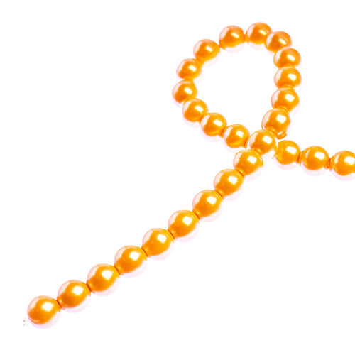 Glass Pearls - 6mm - Round - Iridescent Orange (Strand 30)