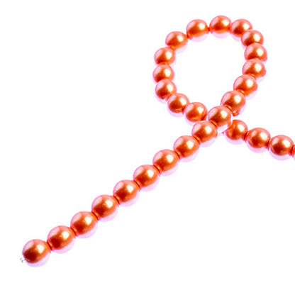 Glass Pearls - 6mm - Round - Iridescent Light Coral (Strand 30)
