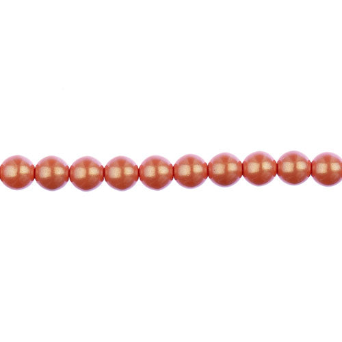 Glass Pearls - 6mm - Round - Iridescent Light Coral (Strand 30)