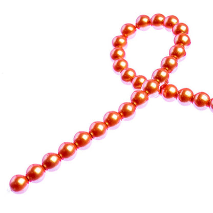 Glass Pearls - 6mm - Round - Iridescent Coral (Strand 30)
