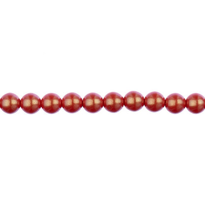 Glass Pearls - 6mm - Round - Iridescent Coral (Strand 30)