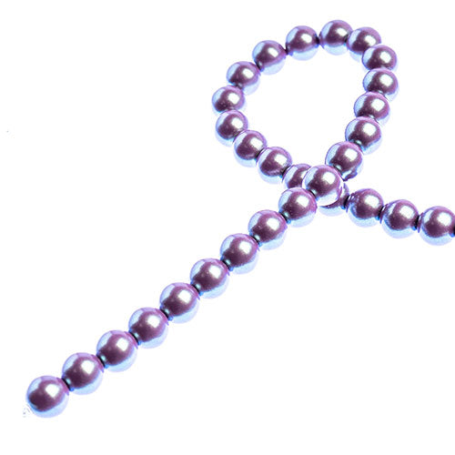 Glass Pearls - 6mm - Round - Iridescent Lavender (Strand 30)