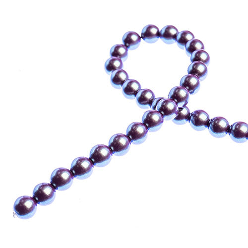 Glass Pearls - 6mm - Round - Iridescent Purple (Strand 30)