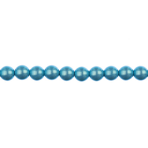 Glass Pearls - 6mm - Round - Iridescent Aqua (Strand 30)