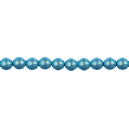 Glass Pearls - 6mm - Round - Iridescent Aqua (Strand 30)