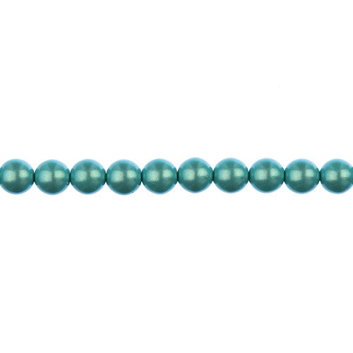 Glass Pearls - 6mm - Round - Iridescent Turquoise Green (Strand 30)