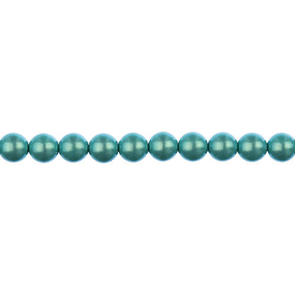 Glass Pearls - 6mm - Round - Iridescent Turquoise Green (Strand 30)