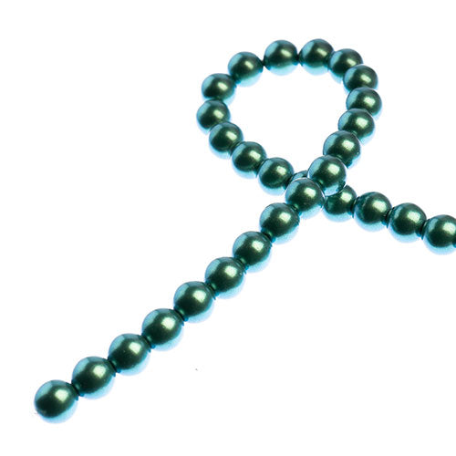 Glass Pearls - 6mm - Round - Iridescent Emerald Green (Strand 30)