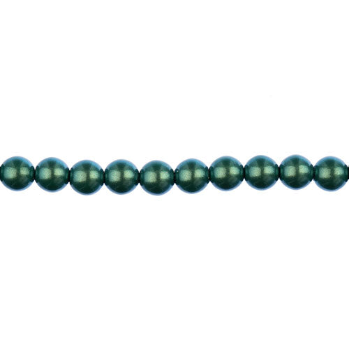 Glass Pearls - 6mm - Round - Iridescent Emerald Green (Strand 30)