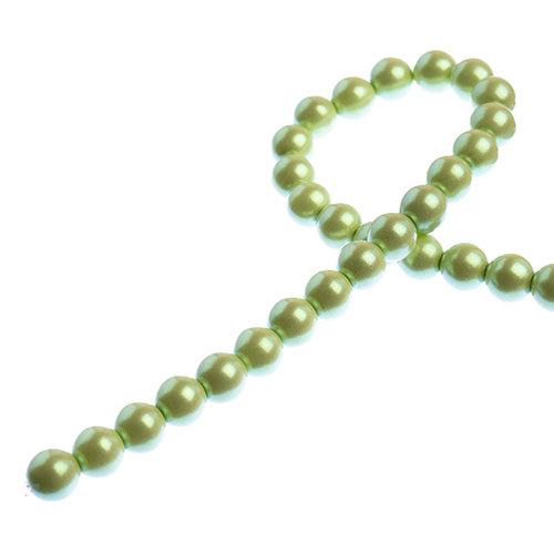 Glass Pearls - 6mm - Round - Iridescent Light Pea (Strand 30)