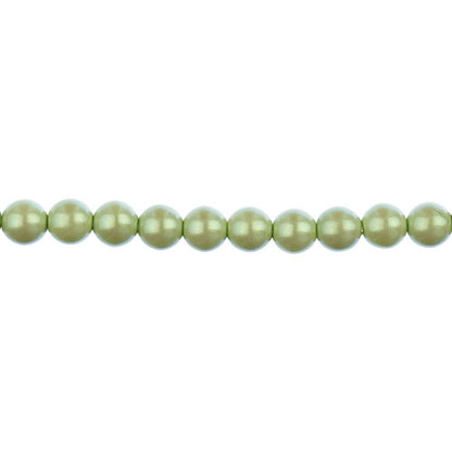 Glass Pearls - 6mm - Round - Iridescent Light Pea (Strand 30)