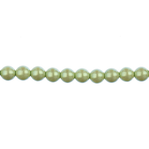 Glass Pearls - 6mm - Round - Iridescent Light Pea (Strand 30)