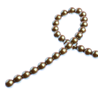Glass Pearls - 6mm - Round - Iridescent Hazelnut (Strand 30)