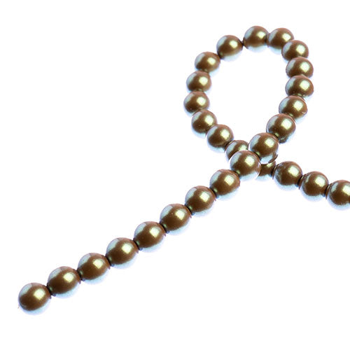 Glass Pearls - 6mm - Round - Iridescent Hazelnut (Strand 30)