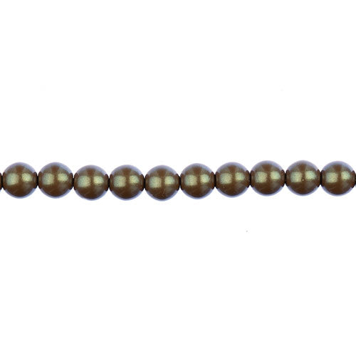 Glass Pearls - 6mm - Round - Iridescent Hazelnut (Strand 30)
