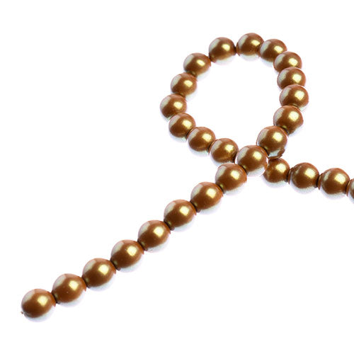 Glass Pearls - 6mm - Round - Iridescent Sandy Brown (Strand 30)