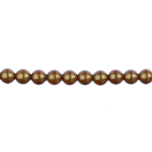 Glass Pearls - 6mm - Round - Iridescent Sandy Brown (Strand 30)