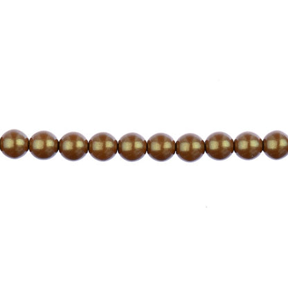 Glass Pearls - 6mm - Round - Iridescent Sandy Brown (Strand 30)