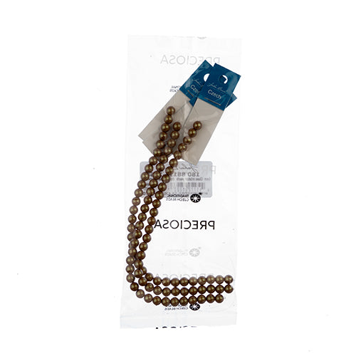 Glass Pearls - 6mm - Round - Iridescent Sandy Brown (Strand 30)