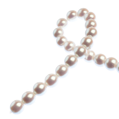 Glass Pearls - 8mm - Round - Iridescent White (Strand 23)