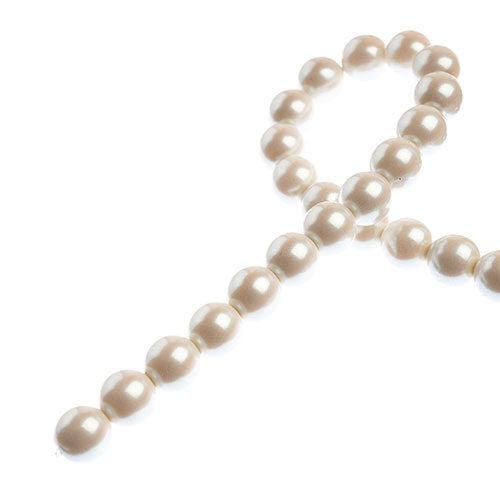 Glass Pearls - 8mm - Round - Iridescent Light Cream (Strand 23)