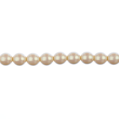 Glass Pearls - 8mm - Round - Iridescent Light Cream (Strand 23)