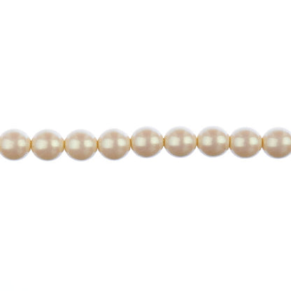 Glass Pearls - 8mm - Round - Iridescent Light Cream (Strand 23)