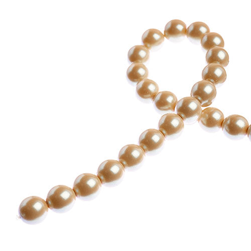 Glass Pearls - 8mm - Round - Iridescent Dark Cream (Strand 23)