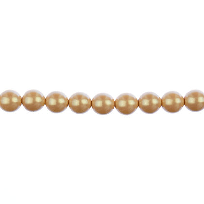 Glass Pearls - 8mm - Round - Iridescent Dark Cream (Strand 23)