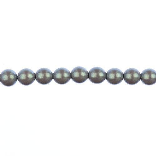 Glass Pearls - 8mm - Round - Iridescent Grey (Strand 23)