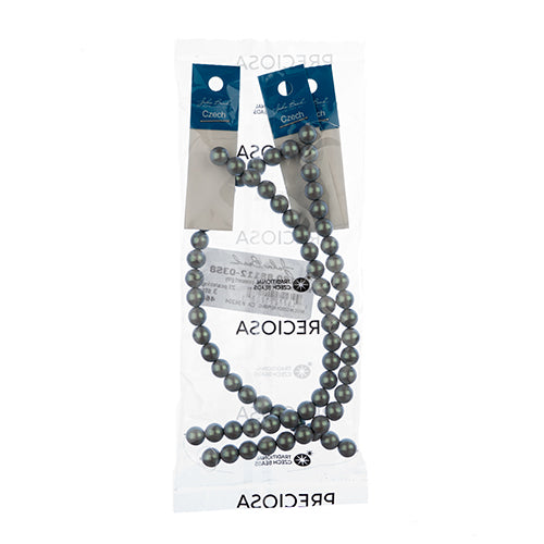 Glass Pearls - 8mm - Round - Iridescent Grey (Strand 23)