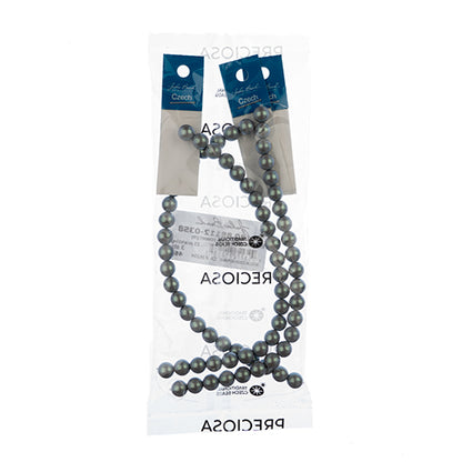 Glass Pearls - 8mm - Round - Iridescent Grey (Strand 23)