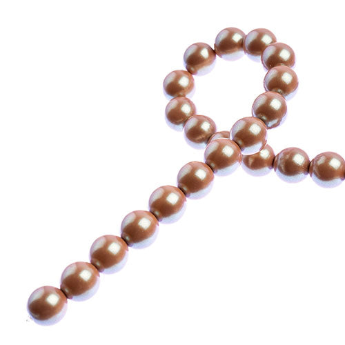 Glass Pearls - 8mm - Round - Iridescent Powder Pink (Strand 23)