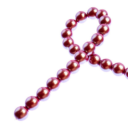 Glass Pearls - 8mm - Round - Iridescent Red (Strand 23)
